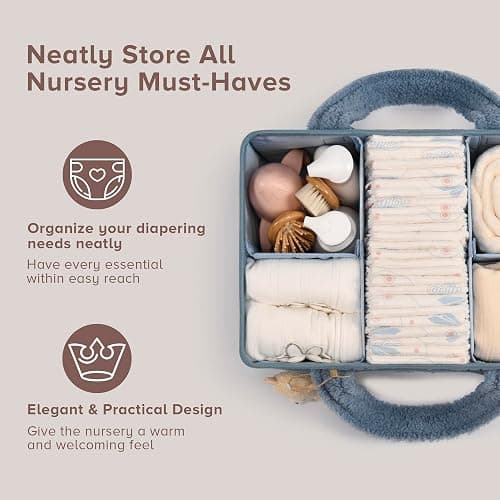 PeraBella Baby Diaper Caddy Organizer with Handle, Boy & Girl Shower Gift Basket, Portable Diaper Storage Basket Bin for Wipes, Newborn Baby Essentials Registry Search Must Haves, Car Caddy Organizer thumbnail 4