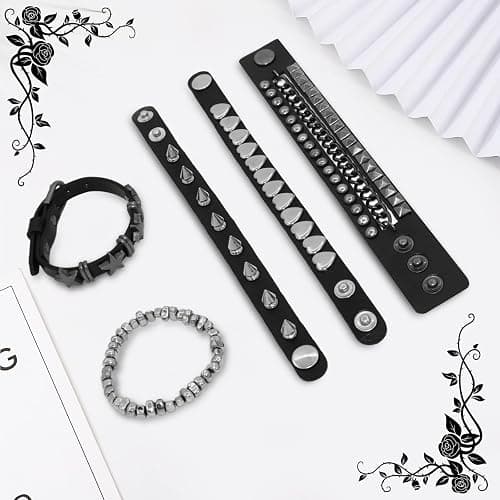 ZYNVORA 5 Pcs Punk Bracelets, Rock Style Emo Bracelets, Hip-hop Studded Bracelet Goth Bracelets Punk Studded Bracelet Bracelet Grunge Alternative Bracelet Punks Bracelet for Women, Unisex thumbnail 4