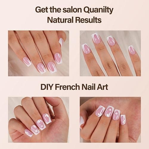 Vansiho Deep French Gel Nail Tips, 150Pcs Short Square French Tips Press on Nails, Pink Soft Gel Nails, Fake Nails for Nail Art DIY 15 Sizes thumbnail 4