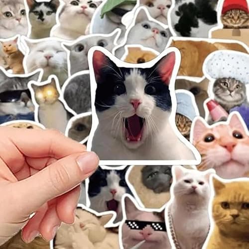 Cat Stickers,Funny Cat Meme, Kawaii for Adults,Waterproof Vinyl Stickers for Laptop Phone Guitar Water Bottles Luggage 50 Pcs thumbnail 4