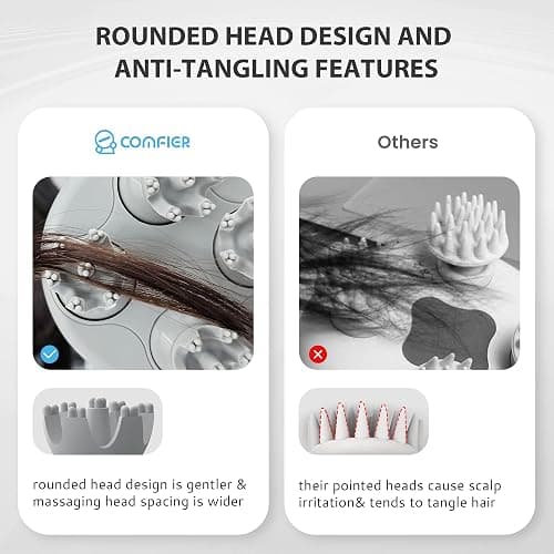 COMFIER Electric Cordless Hair Scalp Massager with Kneading 84 Massage Nodes, Handheld Portable Head Scratcher Massager for Hair Growth, Deep Clean and Stress Relax, Gifts for Men Dad thumbnail 5