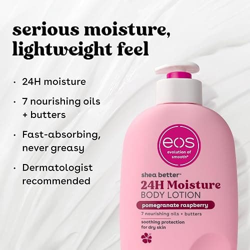 eos Shea Better Body Lotion Pomegranate Raspberry, 24-Hour Moisture Skin Care, Lightweight & Non-Greasy, Natural Shea, Vegan, 16 fl oz thumbnail 5