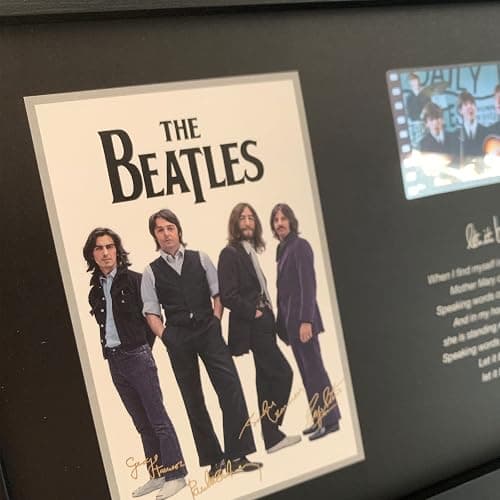 veratwo The Beatles Framed Poster with Signed and 1x 35mm Film Display,Let It Be lyric Decoration,Cool Memorabilia Gifts for Beatles Fans 8x6 Inches thumbnail 3