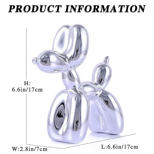 XIAOMAGG Silver Balloon Dog Decor - Animal, Shelf, Preppy Room, Cute Statue, Modern Sculpture, Gold Decorations, Small Figurines thumbnail 3