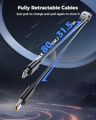Retractable Car Charger, SUPERONE 99W Car Phone Charger with Cables Fast Charging, USB C Car Charger Adapter for iPhone 17 16 15 14 13 12, Samsung, Black thumbnail 3