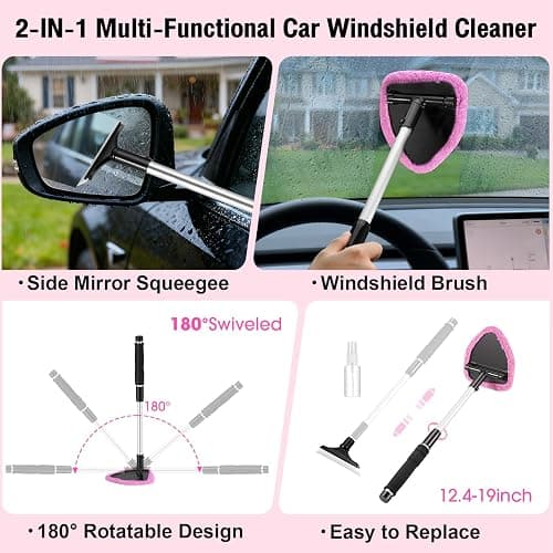 Vioview Pink Car Cleaning Kit, 25Pcs Detailing Kit Interior with 4-in-1 Power Handheld Vacuum Cleaner, Detailing Brush Set, 2-in-1 Windshield Cleaner Tool, Car Accessories for Cleaning, Gift for Women thumbnail 5
