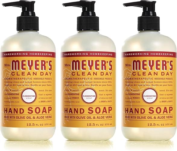 MRS. MEYER'S CLEAN DAY Hand Soap, Clementine, Made with Essential Oils, 12.5 oz - Pack of 3 - Image 1