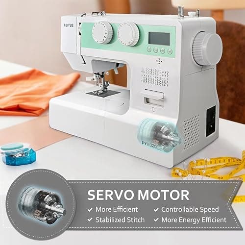 FEIYUE FYe320 Full Size Sewing Machine with Foot Pedal, Speed Control, Heavy Duty & Portable, LCD Display, 25 Built-in Stitches, 6 Bobbins & 5 Included Sewing Feet thumbnail 7