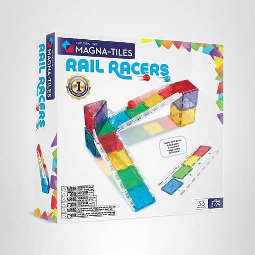 MAGNA-TILES Rail Racers 33-Piece Magnetic Construction Set, The Original Magnetic Building Brand thumbnail 9