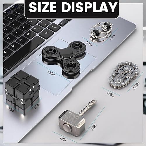 5 Pcs Fidget Toys Teen & Adult Metal Fidgets Spinner Infinity Cube Cool Hammer Hand Spinner Gadgets Office Desk Toy Sensory Items for Stocking Stuffers for Gift thumbnail 2