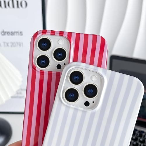 Yeddabox for iPhone 13 Pro Case Cute Striped Phone Case Soft TPU Slim Shockproof Phone Cover for Women Girls, Blue and White thumbnail 3