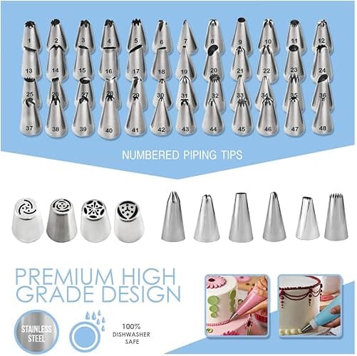 Makmeng 268PCS Cake Decorating Kit - Cake Decorating Tools with Cake Turntable, Piping Bags and Tips Set, 2 Icing Spatulas, 3 Cake Scraper, Russian Piping Kit - Baking Supplies for Beginners thumbnail 3