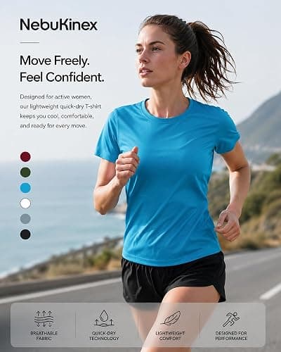 6 Pack Workout Tops for Women Short Sleeve UPF Sun Protection Athletic T Shirts Quick Dry Tennis Yoga Running Crew Neck Tee thumbnail 5