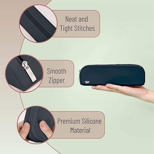 Mr. Pen- Silicone Pencil Case, Black Pencil Pouch, Pencil Case Small, Pencil Pouch Aesthetic thumbnail 5