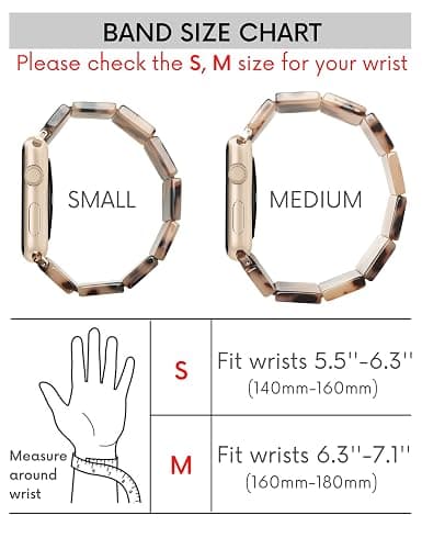 Heesch Stretchy Resin Watch Band Compatible with Apple Watch for Women, Tortoise Watch Strap Bracelet Wristband for iwatch Series Ultra/10/9/8/7/SE/6/5, 38/40/41/42mm, 44/45/46/49mm, Rectangle thumbnail 2