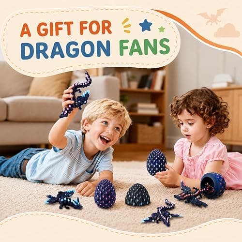 3D Printed Dragon Eggs with Wings,Articulated Crystal Animals Fidget Toy,Stuff Fun Gifts for Adults Teens Boy Dinosaur Eggs Toy thumbnail 4