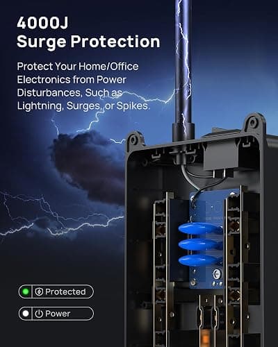 TROND Surge Protector Power Bar with USB C, 4000 Joules, ETL Listed, 13 Widely Spaced Outlets, 5ft Flat Plug Extension Cord Indoor, 14AWG Heavy Duty, Wall Mountable for Home Office Supplies, Black thumbnail 3