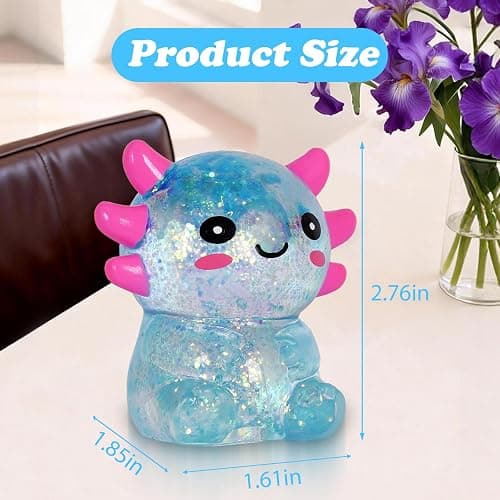 Axolotl Squishy Stress Ball, Soft TPR Slow Rising Squeeze Toy, Cute Axolotl Fidget Toy for Stress Relief, Anxiety Calming Sensory Toy for Kids Adults(Blue Seated Axolotl) thumbnail 2