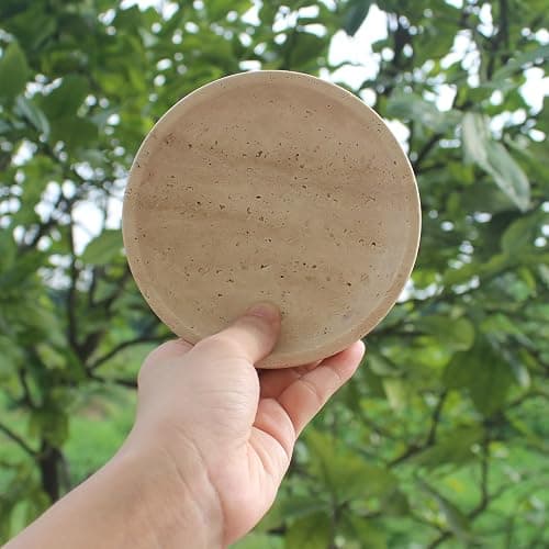 Nawgnail Natural Travertine Marble Jewelry Dish 5.5", Trinket Dish for Ring Earring, Gift for Woman Daugther(Beige Travertine) thumbnail 7