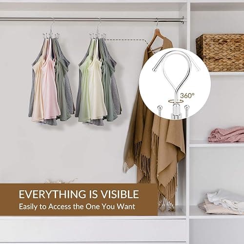 ZEDODIER Tank Top Hanger, Rotatable Bra Organzier for Closet, Max 24 Storage Capacity Sport Bra Holder, Metal Space Saving Closet Organizers and Storage, Silver - Silver - 1 Pack thumbnail 5