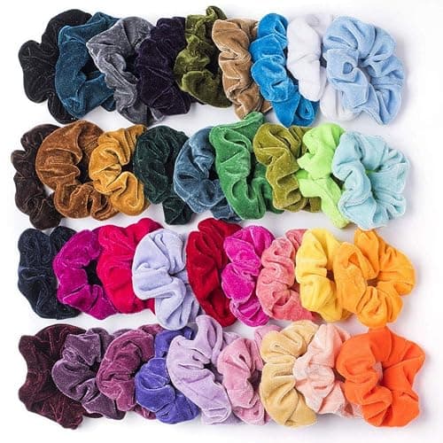 Hcimooy 36 Pcs Velvet Hair Scrunchies, Hair Ties for Women Girls (36 Colors) - Image 1