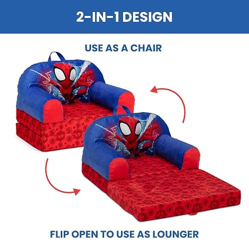 Delta Children - Spidey and His Amazing Friends Cozee Buddy Flip-Out Kids Chair, Red thumbnail 4
