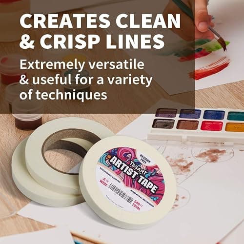 TSSART 3 Pack White Artist Tape - Masking Artists Tape for Drafting Art Watercolor Painting Canvas Framing - Acid Free 0.6inch Wide 540FT Long Total thumbnail 6
