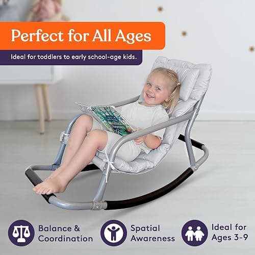 Special Supplies Sensory Rocking Chair for Kids - Comfortable Kids Rocker- Versatile Floor Chair with Soft Fabric and Stability for Playroom, Bedroom, or Nursery (Ages 3+) - Grey thumbnail 6