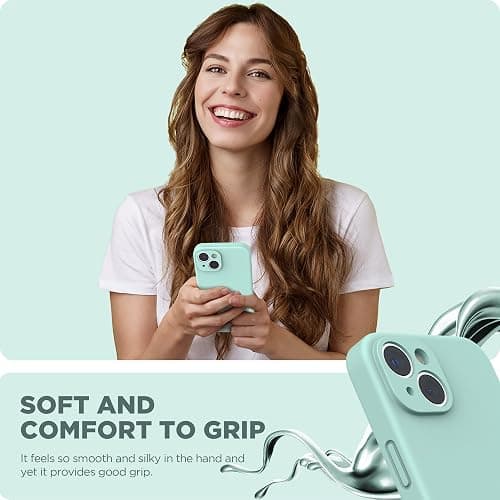 SURPHY Case for iPhone 14 Plus Case with Screen Protector and Camera Protection, Liquid Silicone Phone Case with Soft Microfiber Lining, Mint Green thumbnail 6