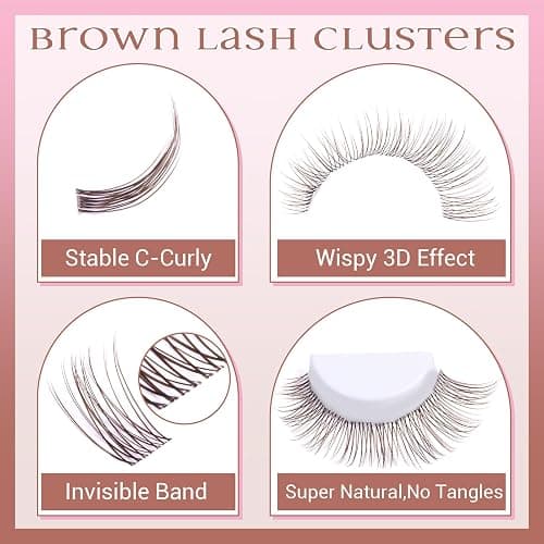 Brown Lash Clusters Natural Eyelash Clusters Invisible Band Brown Lash Extension C Curly Dark Brown Wispy Lash Extension DIY Individual Eyelash Extension by zanlufly thumbnail 4