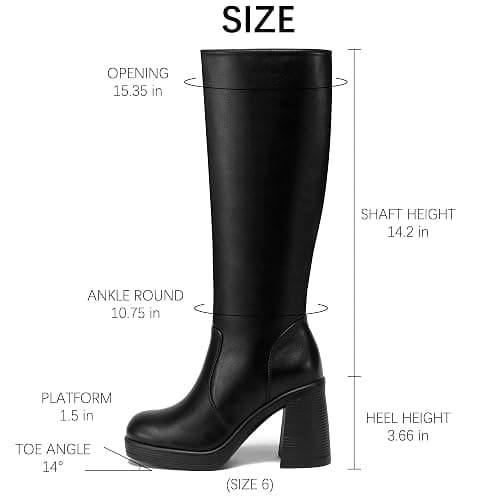 Glamnest Knee High Boots Women Chunky Heeled Square Toe Boot Platform Tall Long Boots Side Zipper Gogo Boots thumbnail 6