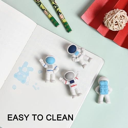 HILAZA 18Pcs Cute Outer Space Themed Erasers for Kids Bulk, Kawaii Fun Spaceman Desk Pet Pencil Erasers for School Classroom Supplies Prize Gifts Party Favors thumbnail 6