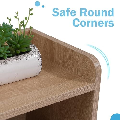 COBANA Desktop Bookshelf, Countertop Storage Hutch with 5 Shelves for Computer Desk, Desk Shelf for Top of Desk Organizer for Office Home Dorm, Wood - Wood thumbnail 6