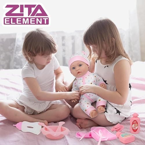 ZITA ELEMENT 12″ Baby Doll Sleeping Basket Set in Gift Box - 13 Piece Soft Baby Doll with Accessories, for Girls Ages 3+ thumbnail 2