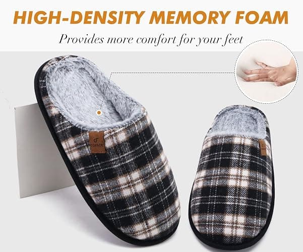 COFACE Unisex Mens Womens Cozy Memory Foam Scuff Slippers Casual Slip On Warm House Shoes Indoor/Outdoor Sandal Slippers With Arch Support Rubber Sole Size 4-15 thumbnail 3