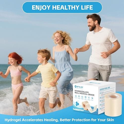 Hydrocolloid Bandages for Wound Care, Medical-Grade Hydrocolloid Roll with Self-Adhesive, Ultra Absorbent, Flexible & Waterproof, Cut-to-Size First Aid Kit Essential (2in*4.8ft) thumbnail 9