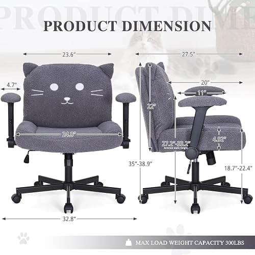 Sunchen Criss Cross Chair, Cute Comfy Cross Legged Home Office Desk Chair | Luxurious Teddy Fleece, Ultra-soft Thick Cushion, Adjustable Arms, Smooth Wheels, Easy to Assemble Computer Desk Chair thumbnail 2