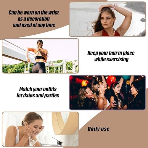 obeoby 8 Pack Satin Hair Scrunchies for Women, Silk Hair Ties, Neutral Hair Scrunchies for Women Girls, Gray - Brown series thumbnail 6
