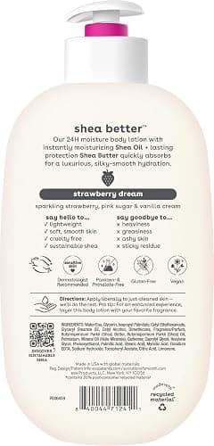 eos Shea Better Body Lotion Strawberry Dream, 24-Hour Moisture Skin Care, Lightweight & Non-Greasy, Natural Shea, Vegan, Strawberry Body Lotion, 16 fl oz thumbnail 10
