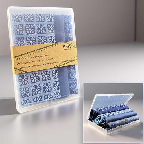 SHLAX&WING 5 Pieces Assorted Mens Silk Pocket Square Set Handkerchiefs thumbnail 6