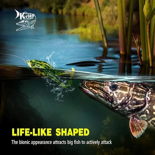 Topwater Frog Lure Bass Trout Fishing Lures Kit Set Realistic Prop Frog Soft Swimbait Floating Bait with Weedless Hooks for Freshwater Saltwater thumbnail 5