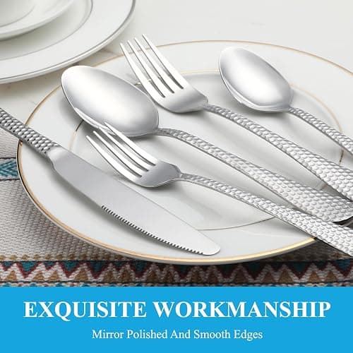 30 Pcs Gold Silverware Set Service for 6, Premium Stainless Steel Flatware Set, Cutlery Utensil Set, Durable Home Kitchen Eating Tableware Set, Include Fork Knife Spoon Set, Dishwasher Safe - Gold - 30 Piece thumbnail 5