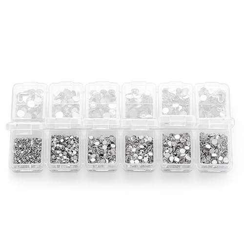 Zealer 4200 Pieces Flat Back Clear Nail Art Rhinestones for Nail Art Decorations, Round Crystal Gems Stickers for Clothes and Craft, 1.5 mm - 4.8 mm, 6 Sizes thumbnail 4