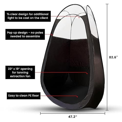 KobbTan Large Deluxe Spray Tan Tent – Pop Up Tent Portable Tanning Booth with Carry Case – Clear Window for Perfect Spray Tanning – Extraction Fan Opening – Easy Clean Spray Tan for Home & Salon thumbnail 2