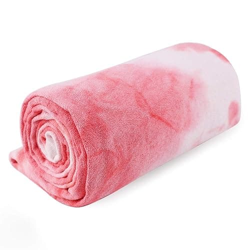 DREAM SLIM Hot Non Slip Grip Foldable Skidless Yoga Towel, 24in x 72in, Multicolor - Pink - Image 1