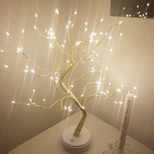 Kinamy LED Baum Lichter, LED Lichterbaum, Baum Licht Warmweiß Verstellbare Äste, 108 LED Baum Lampe Dekobaum Belichtet Baumbeleuchtung Innen Deko,USB/Batteriebetrieben thumbnail 4