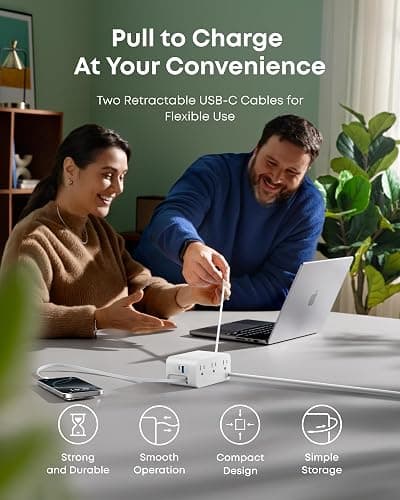 Anker Nano Charging Station, 7-in-1 USB-C Power Strip for iPhone 16, 2.3 ft Anker InstaCord Retractable Cable, 3 USB-C, 1 USB-A, 3 AC, 100W Desktop Fast Charging for MacBook, Home, Office(Non-Battery) thumbnail 4