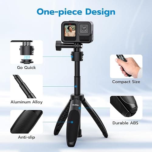 TELESIN 40cm/15.75'' Selfie Stick Tripod, Quick Release Portable Vlog Camera Selfie Stick Handle Grip Monopod for GoPro 13 12 11 10 Max/Insta360 X5/AKASO/DJI Osmo Action 6 5 pro Osmo Nano Accessories thumbnail 5
