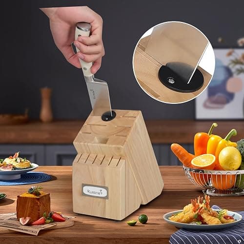 Kuisine Chef Knife Set,High Carbon Stainless Steel Ultra Sharp Blade Ergonomic Handle,Kitchen Knife Block Set with Built-in Sharpener, Elegant Gift for Holiday(Ivory Pro,15PCS) thumbnail 2