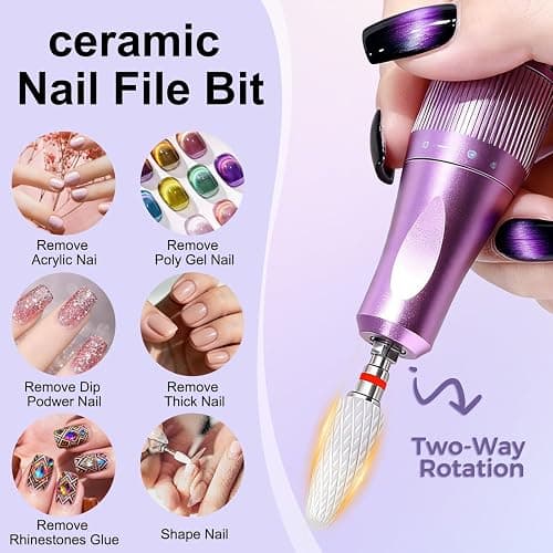 Fantexy 3/32" Ceramic Nail Drill Bit - Remove Acrylic Hard Gels Quickly and Safely,White Ceramic Cone File Bit for Nail Art,Manicure,Pedicure,Gel,Cuticle Clean(Fine - F) thumbnail 3